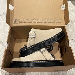 Dr. Martens Cream Mules with Black Soles